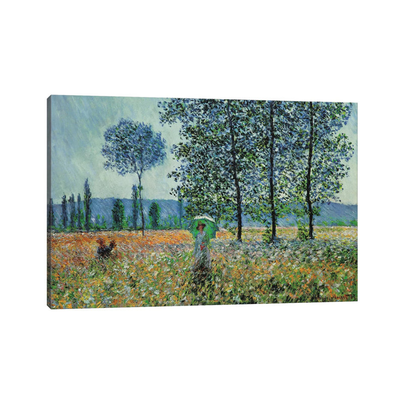 Felder Im Frühling by Claude Monet - Wrapped Canvas Painting, 66.04 cm H x 45.72 cm W x 1.91 cm D
