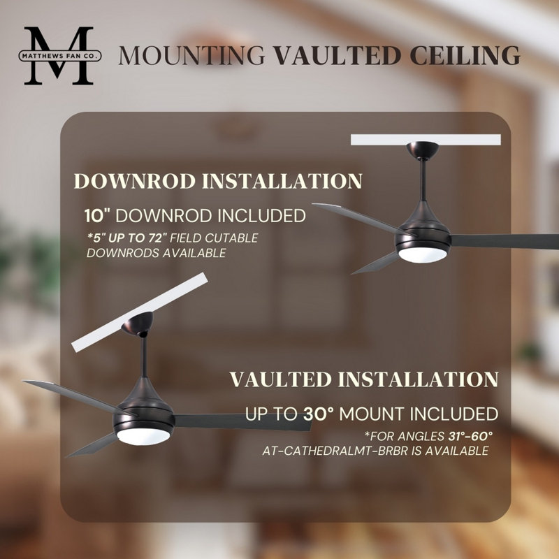 Donaire LED Outdoor Downrod Ceiling Fan, Brushed Bronze, Brushed Stainless