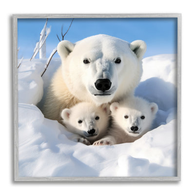 " Peeking Polar Bear & Cubs " by Ray Powers