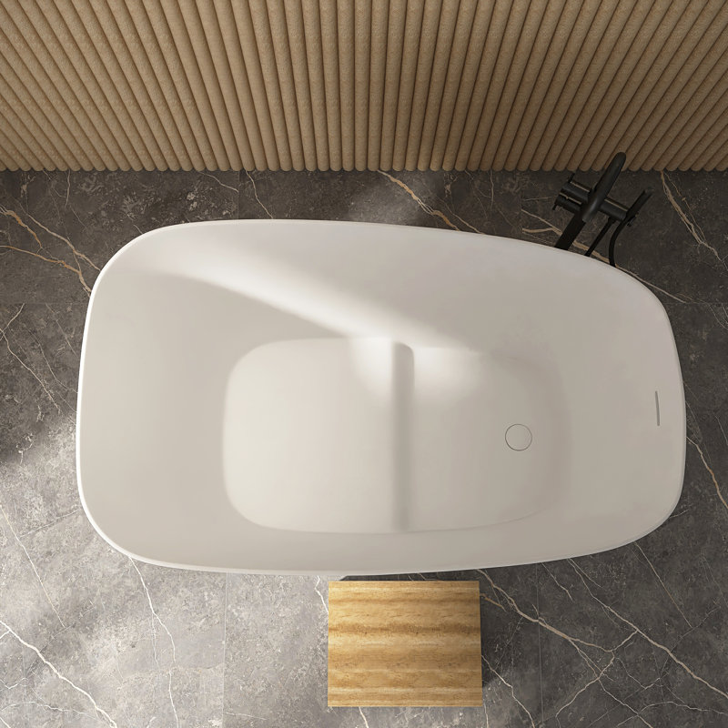 Forma 51'' Japanese Freestanding Tub Solid Surface Deep Soaking Bathtub, White