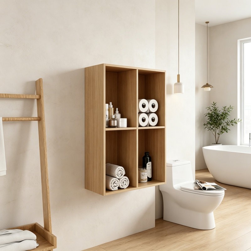 Wall Mounted Storage cabinet with open shelves