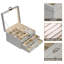 Organisateur de bijoux à 3 couches, grande boîte de rangement pour bijoux avec 2 tiroirs, présentoir à bijoux avec bagues et boucles d'oreilles (gris)