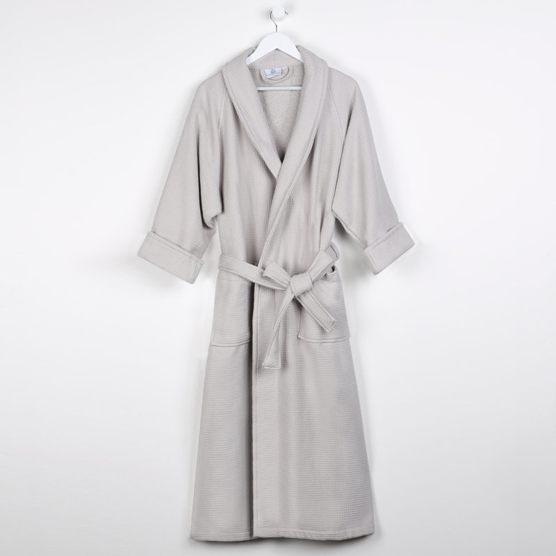 Peignoir unisexe en coton léger, moelleux et doux à tissage gaufré et à motif alvéolé McPhail, TG, Argent