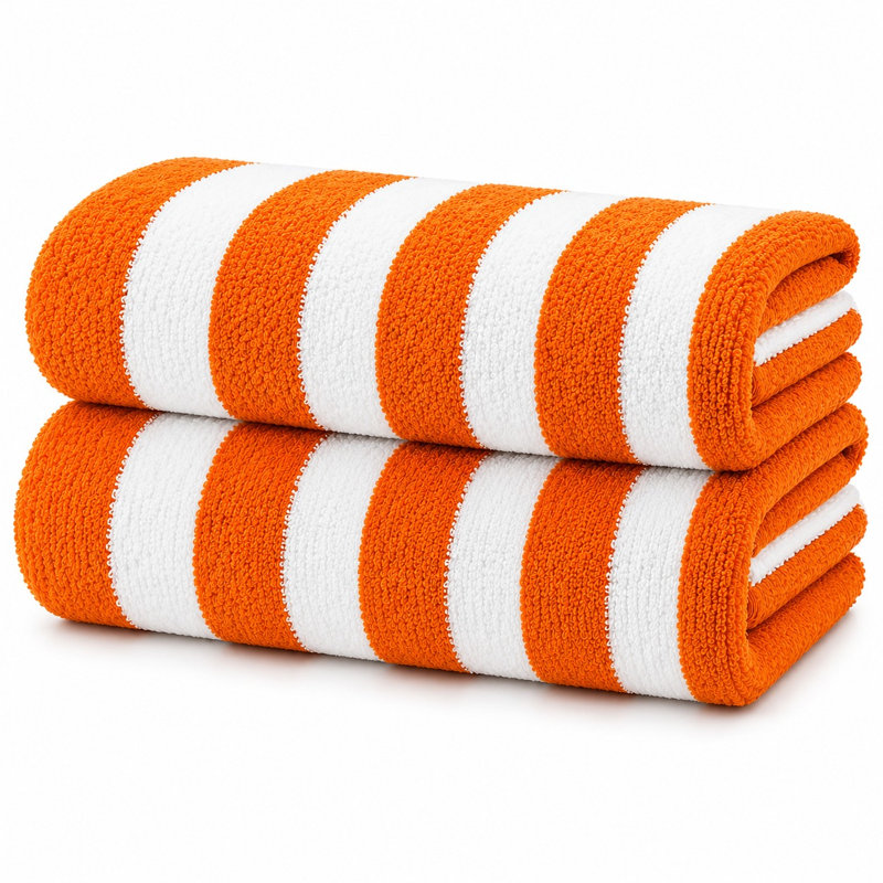 Premium Oversized Striped Towels - Soft, Absorbent & Long‑Lasting, Orange