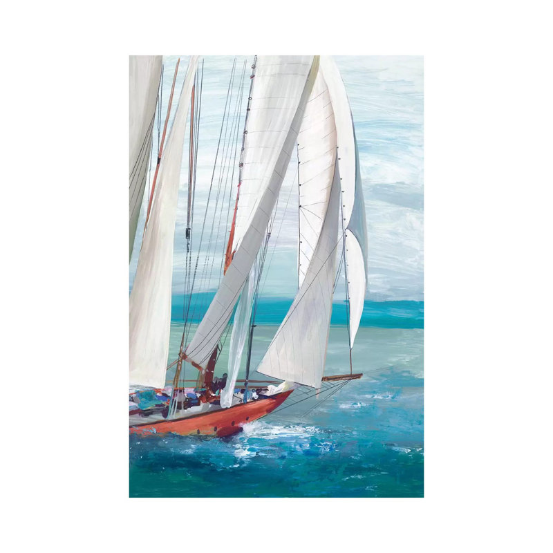 "Single Sail I" par Allison Pearce, reproduction d’art, Toile tendue, Pas de tapis, H 12 po x l 8 po x P 0,75 po