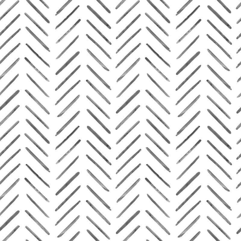 Painted Herringbone Chevron Peel & Stick Wallpaper Roll, Black