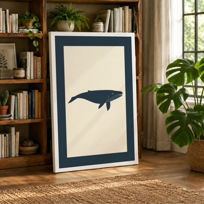 Solitary Whale Minimalist - Wrapped Canvas