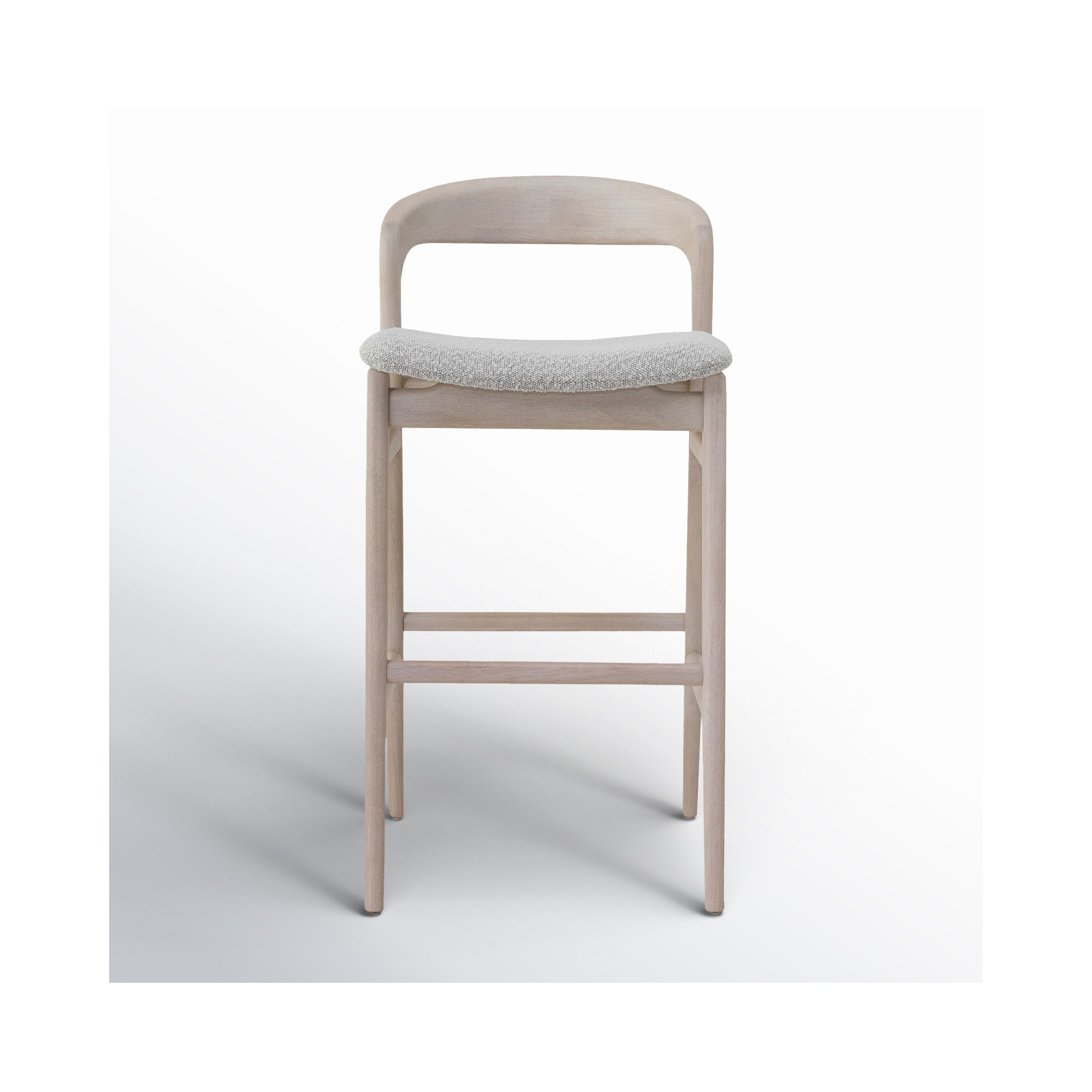 Anela Solid Wood Bar & Counter Stool, Bar Stool (29.25” Seat Height), Crafted Glaze Performance Boucle
