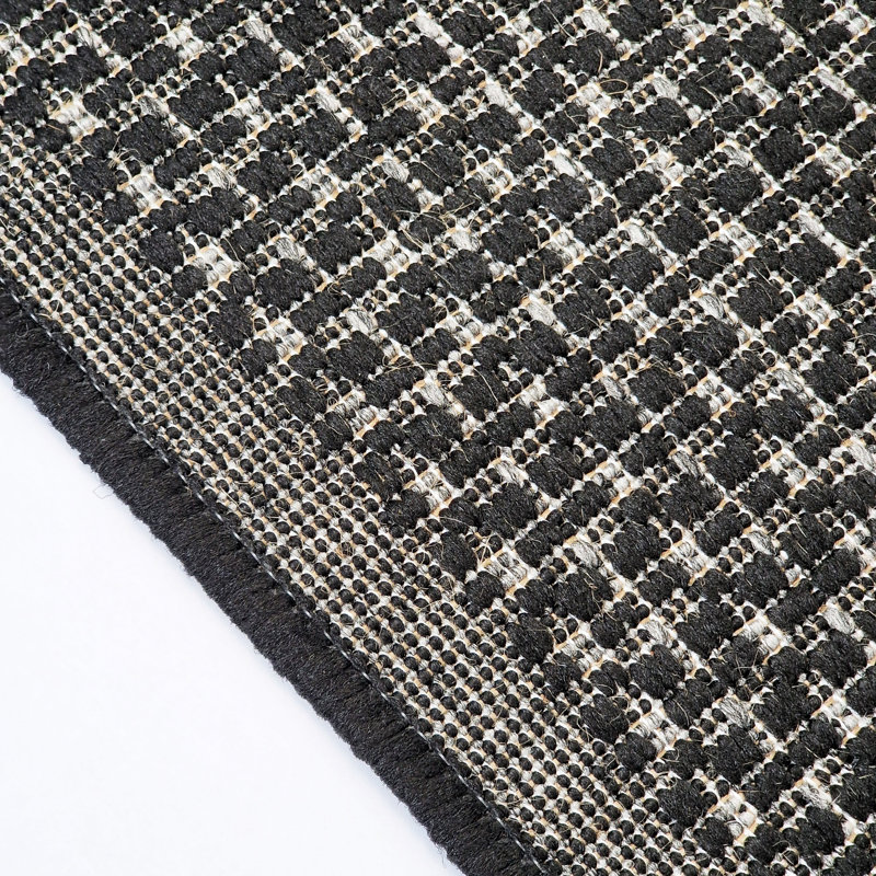 Non Slip Plain Solid Rug Flat Weave Kitchen Living Room Carpet, Rectangle 120 x 160 cm, Black