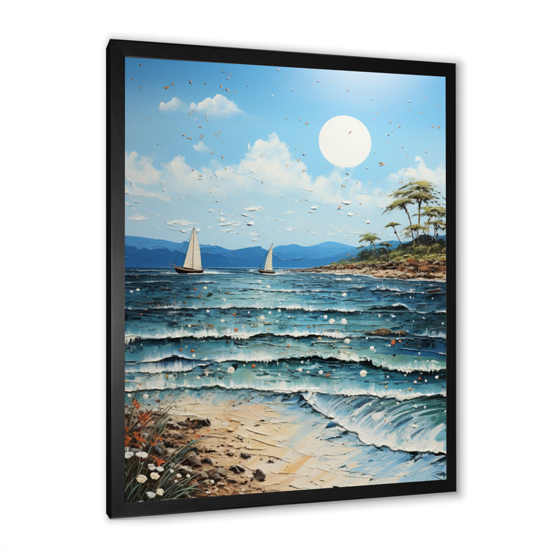Beach Sandy Serenade Pointillism II - Nautique et plage, reproduction d'art sur toile, H 20 po x l 12 po x P 1 po