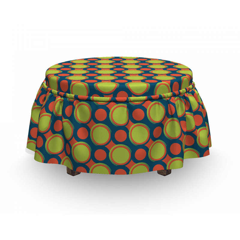 Housse pour repose-pieds orange et cercles