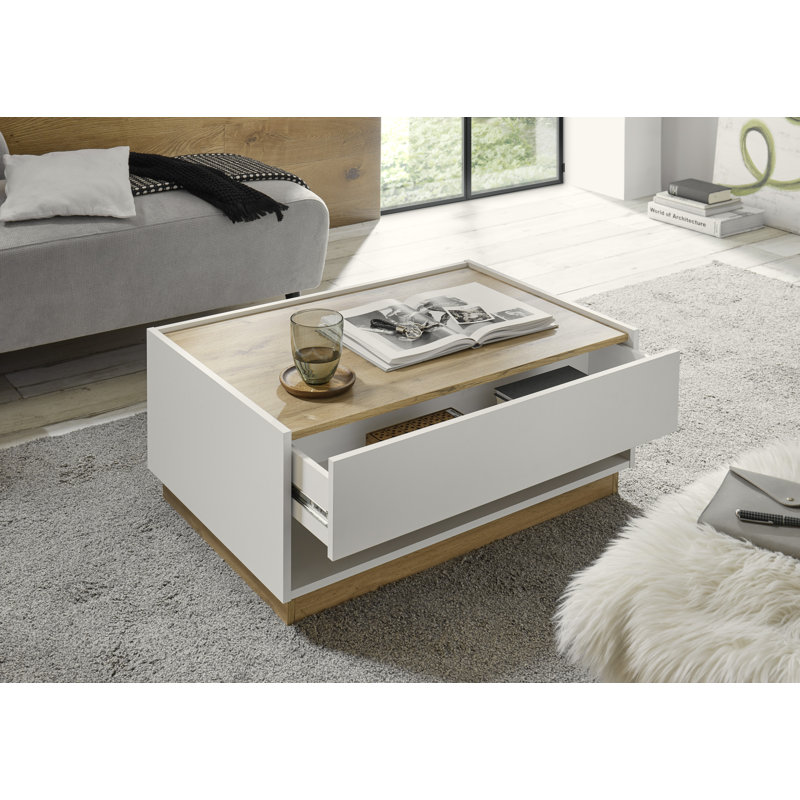Alleghenyville Solid Coffee Table with Storage, White, 170cm H x 90cm W x 60cm D