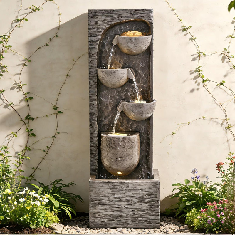 Fontaine d'intérieur/extérieur à 3 niveaux en cascade de 99 cm (39 po) résistante aux intempéries avec éclairage DEL