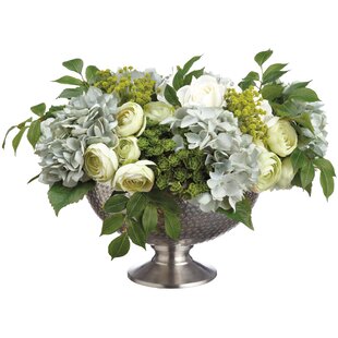 Hydrangea/Ranunculus/Rose In Aluminum Bowl