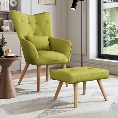 Hraztan Upholstered Accent Chair with Footstool
