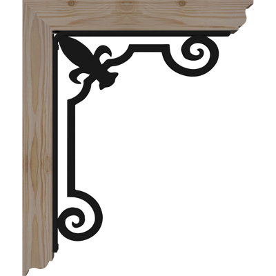 3 1/2"W x 9 1/2"D x 12"H Fleur De Lis Traditional Ironcrest Smooth Bracket, Douglas Fir (2"W x 5 1/2"D x 8"H Iron Bracket)