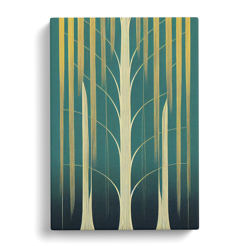 CAN-V0523-2845X Weeping Willow Tree Art Deco - Wrapped Canvas Print, 50cm H x 35cm W
