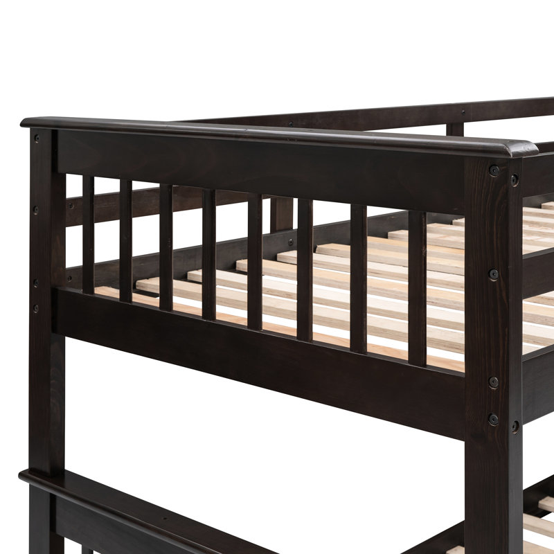 Lit superposé double dans la chambre à coucher, escalier à quatre marches, rangement, barrière de sécurité, lit à pieds en pin avec escalier, espace de rangement, boîte à ressorts non requise