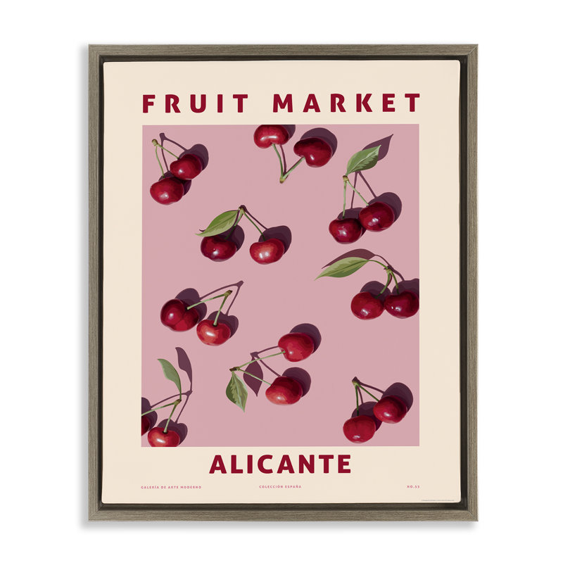 «Fruit Market Cherries», art mural encadré flottant par Reinders, Cadre flottant orme Montalcino, H 21 po x l 17 po