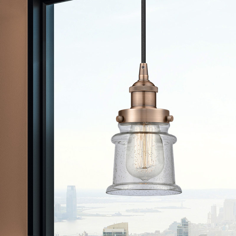 Luminaire suspendu cylindrique à 1 lumière Amiriya, H 9,25 po x l 5,25 po x P 5,25 po, Cuivre antique