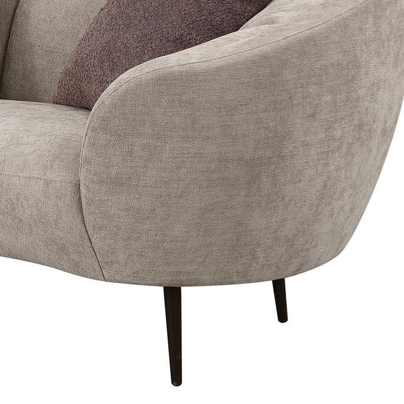 Glynes Upholstered Channel Back Curved Sofa Beige, Beige Fabric