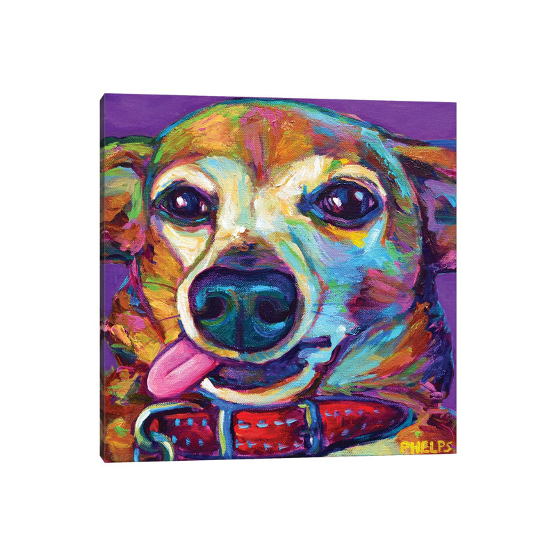 Chiweenie On Violet by Robert Phelps - Wrapped Canvas Gallery-Wrapped Canvas Giclée, Wrapped Canvas