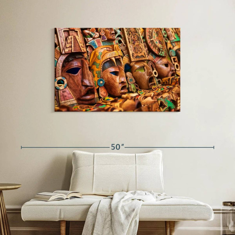 Bois sculpté mexicain, H 26 po x l 39 po