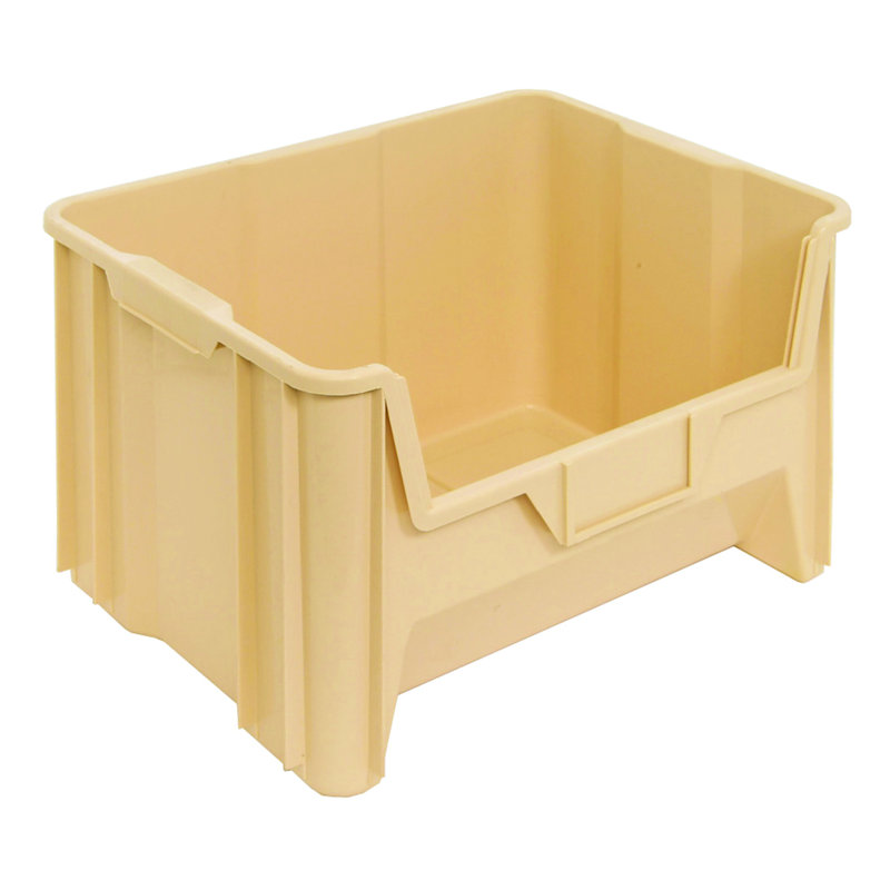 Contenant empilable en polypropylène injecté de 15 1/4 po x 19 7/8 po x 12 7/16 po, six trous de 1/4 de pouce sur le fond permettent d'insérer facilement des trous pour le drainage et la circulation de l'air. de 3