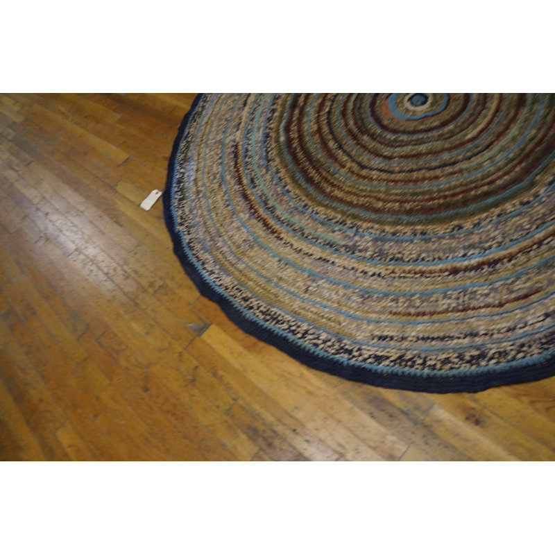 Antique Braided American Usa Allover Geometric Hand Knotted Pile Rug