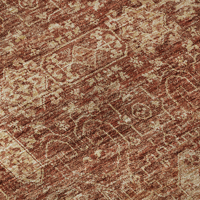 Paprika Red Washable Synthetic Rectangular Rug 2'6" x 3'10"
