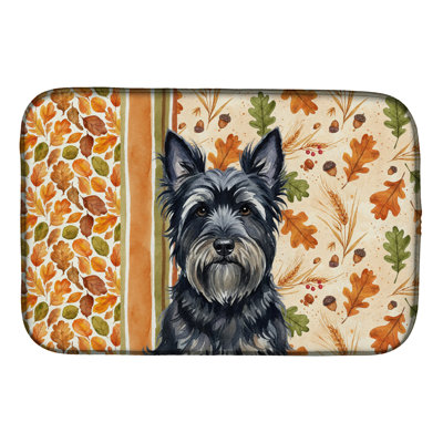 Black Skye Terrier Heirloom Fall Dish Drying Mat