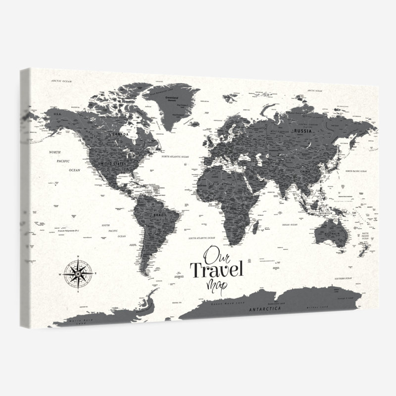 Our Travel I Push Pin World Alvertia, H 26 po x l 39 po