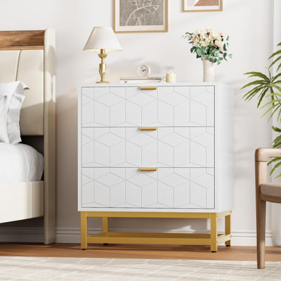 Commode 3 tiroirs avec commode en bois avec rangement pour tiroirs de chambre à coucher