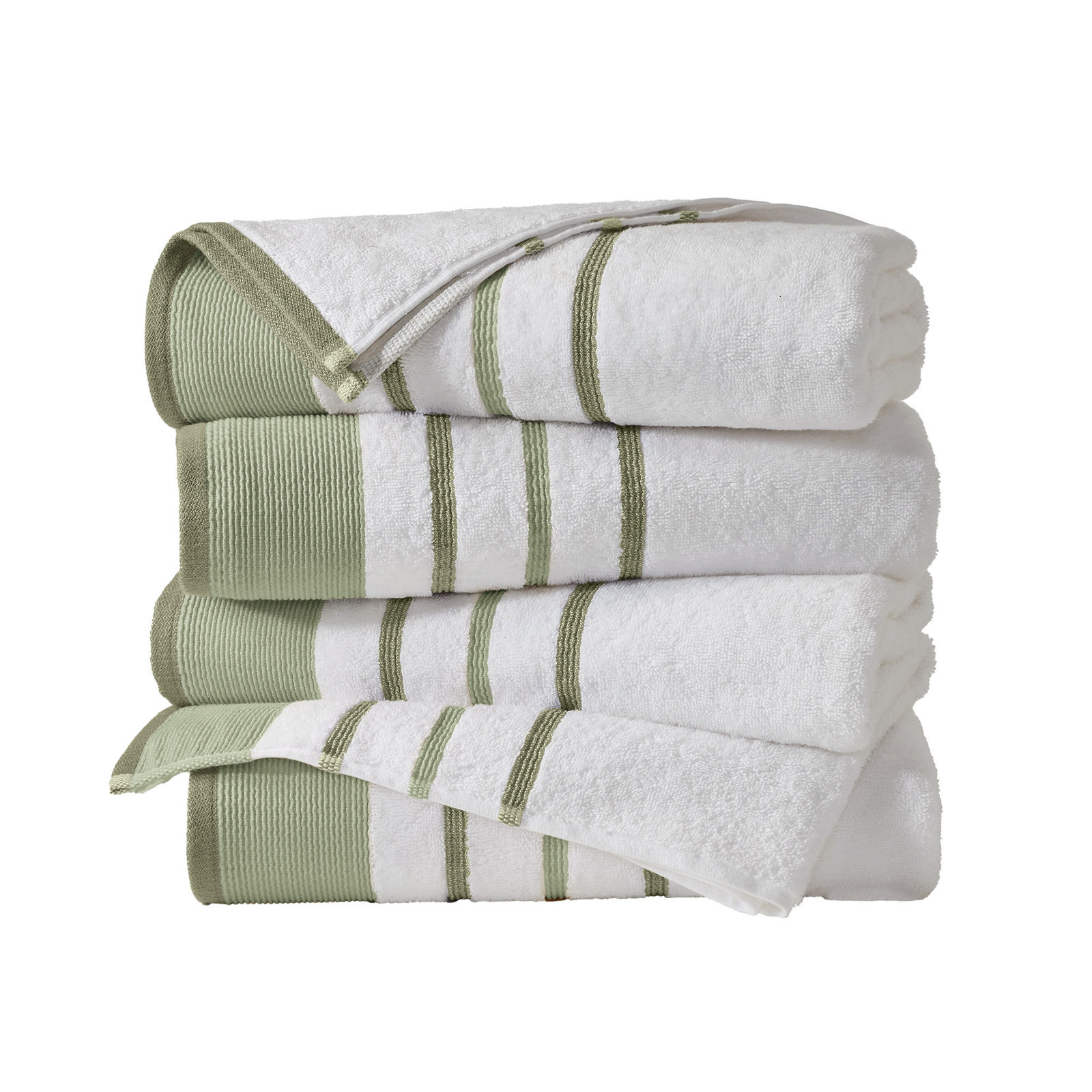 Deanthony Luxury Cotton Decorative, Desert Sage Green/Moss Green, Bath Towels - 4 Pack