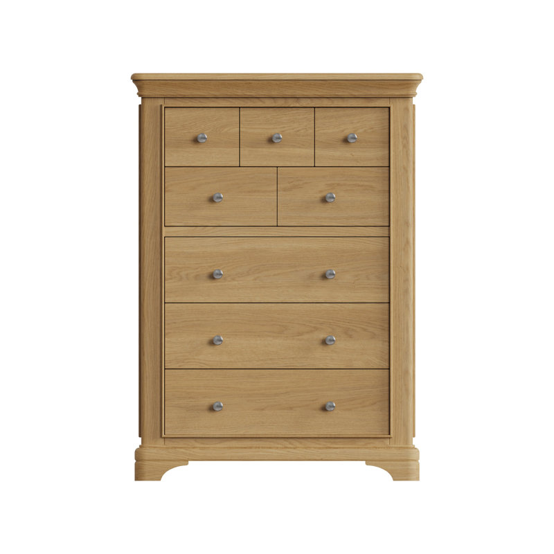 Joulon 8 Drawer Chest of Drawers. Solid Wood. Oak Top. Fully Assembled., Brown