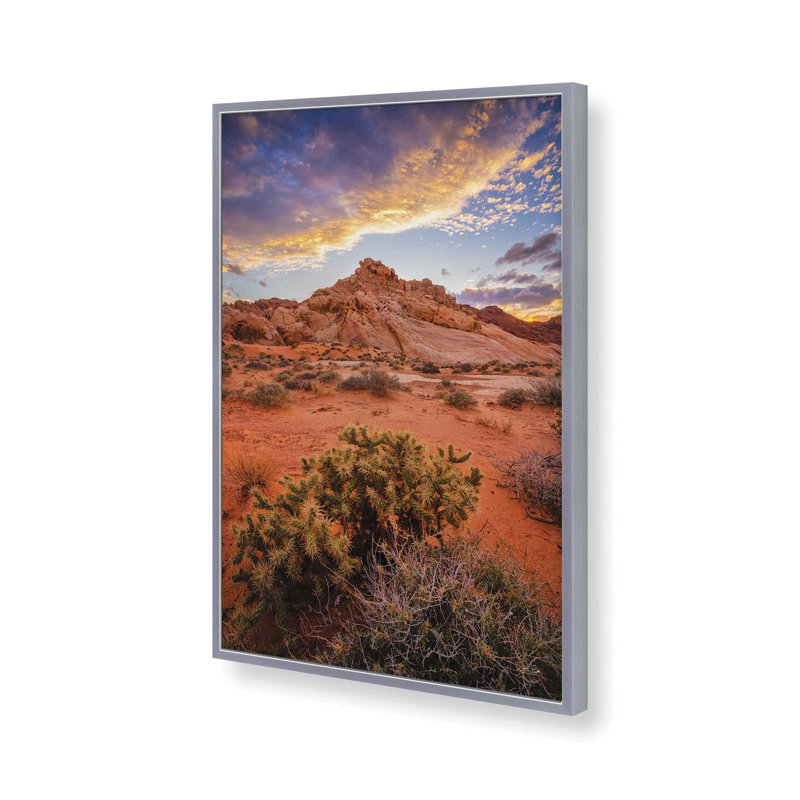 «Sunset in the Valley of Fire» par Martin Podt, reproduction d'art, L 12 po x H 18 po, Silver, Impression encadrée