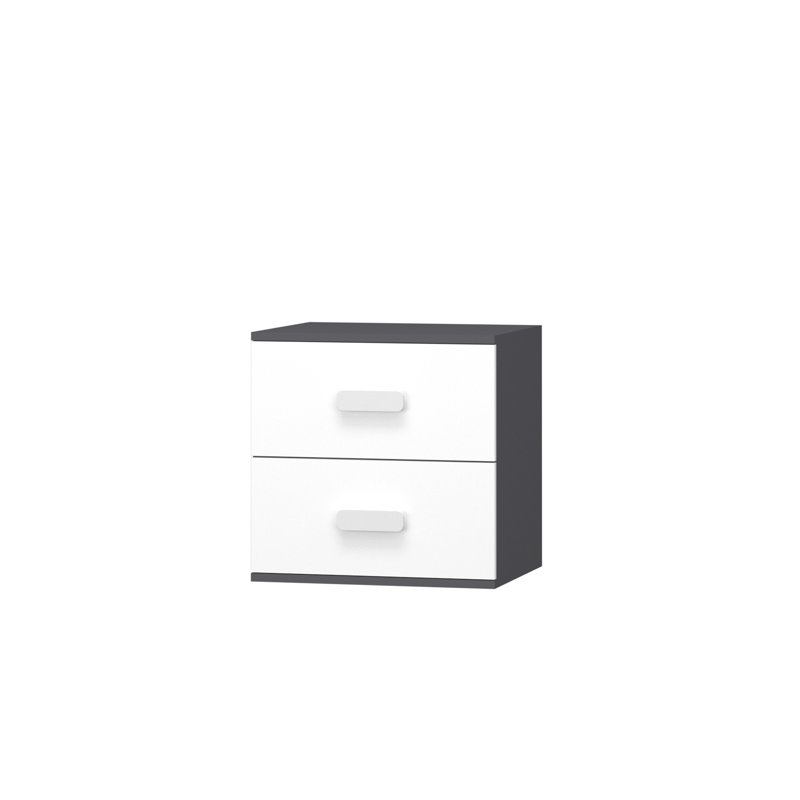 Asla 55cm W Bedside Table, White/Black