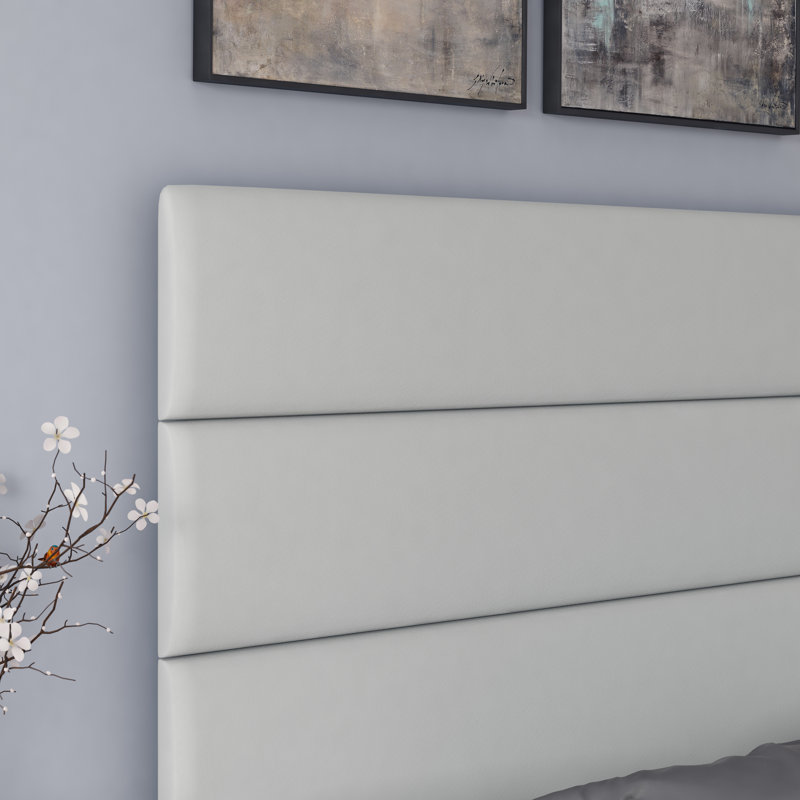 Piedmont Light Faux Leather Queen Platform Bed with Tufted Headboard