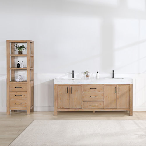 Lark Manor Aneysa 72'' Double Bathroom Vanity with Engineered Marble ...