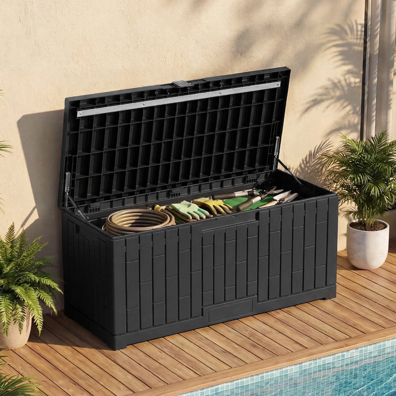 Grande boîte de rangement 120 gallons Balconera, noir, Noir, 120 gallons