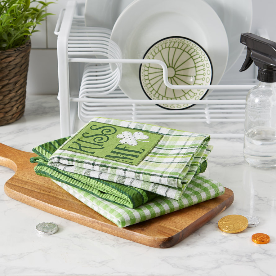 st patricks themed green kitchen towels