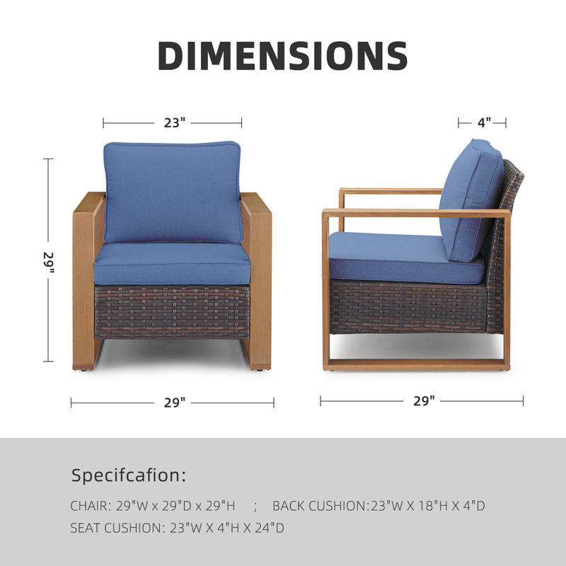 Suilmann Outdoor Lounge Chair, Bleu, Brun