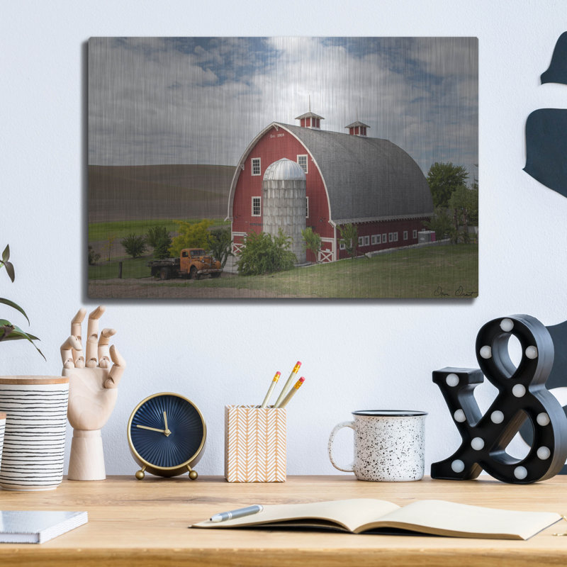  «Truck And Palouse Barn» par David Drost, art mural en métal, 16 po x 12 po, H 12 po x l 16 po