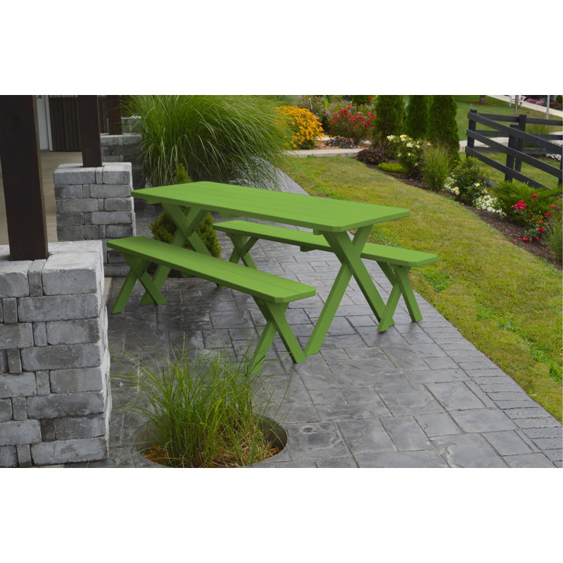 Table de pique-nique rectangulaire en pin pour 6 personnes Dyann, Teinte champignon, H 30 po x l 27 po x P 70 po