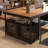 Brown + Black Rectangular Solid Wood + Iron desk-578866510