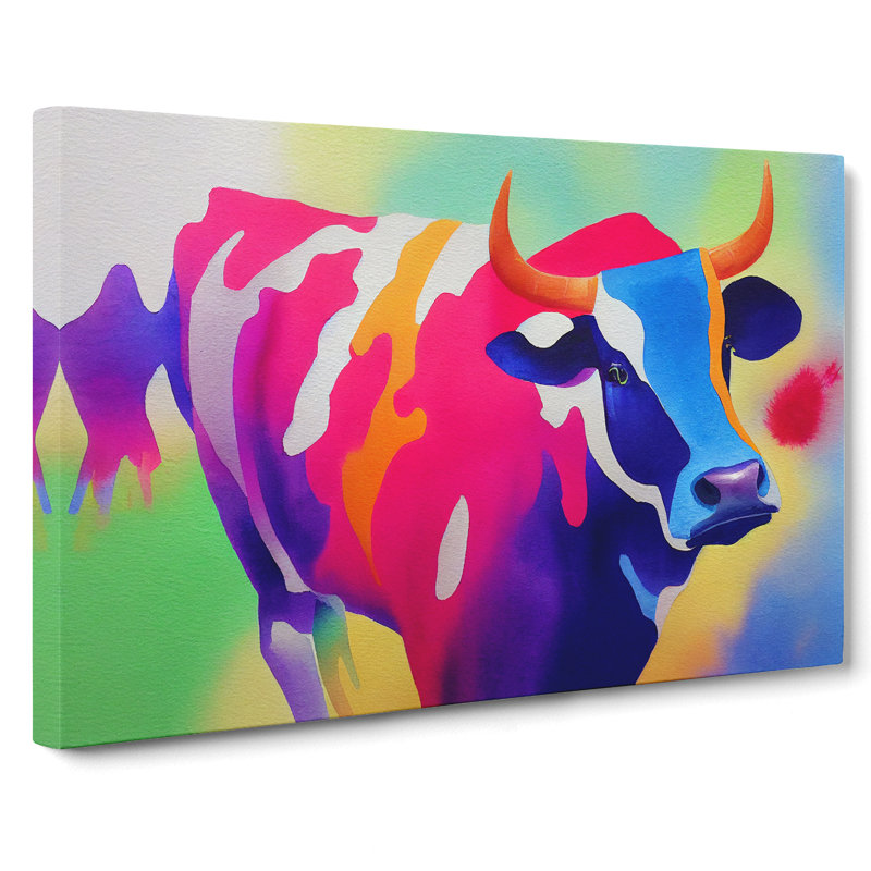 Colourful Cow Vol.5 Abstract - Wrapped Canvas, 40cm H x 60cm W x 3cm D