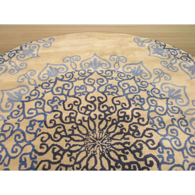 Pledger Blue Hand Tufted Wool Transitional Oriental Area Rug