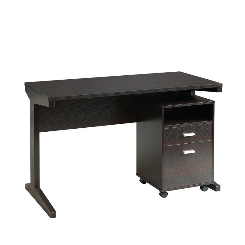 Home Office Desk With Modesty Panel And Detached File Cabinet On Locking Wheels With Two Drawers File Drawer Cubby Shelf