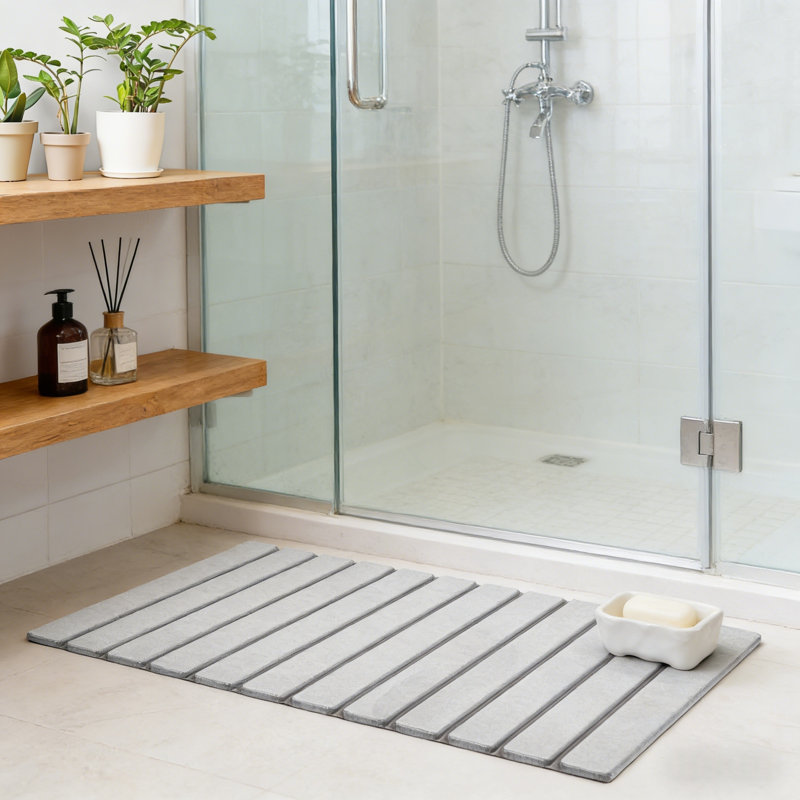 Tapis de bain pliant en pierre, terre à diatomes à séchage rapide, base antidérapante, tapis de séchage rapide 31,5 po x 15,7 po