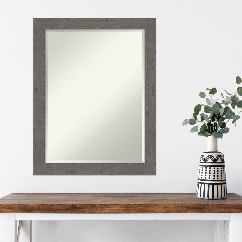 Miroir d'appoint mural Josheph, Gris vieilli, 27,5 po x 21,5 po